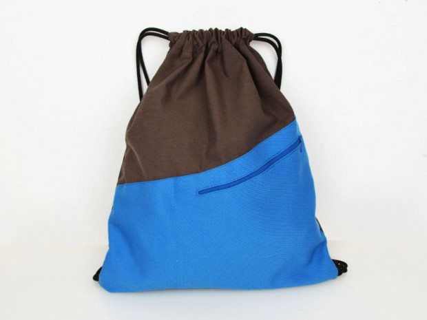 Turnbeutel Braun / Cyan