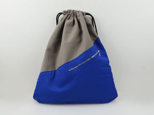 Turnbeutel Taupe / Blau