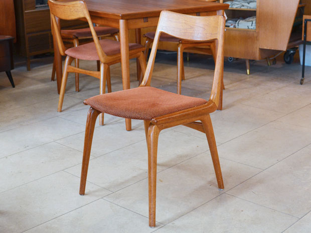 Vier Boomerang Stühle von Slagelse / Teakholz / Design E. & A. Christensen