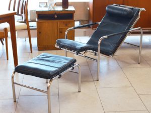 Liege mit Hocker / Chrom & Nappaleder / G. Mucchi / Zanotta Mod. 820 Genni