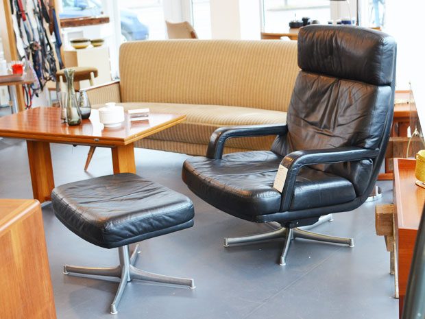 Ledersessel mit Hocker / Modell Don / Bernd Münzebrock für Walter Knoll
