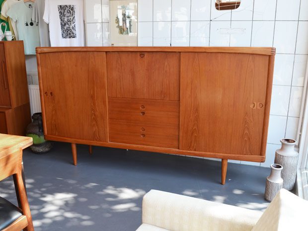 Highboard mit Sekretär / H. W. Klein für Bramin Dänemark, 1960er / Teakholz
