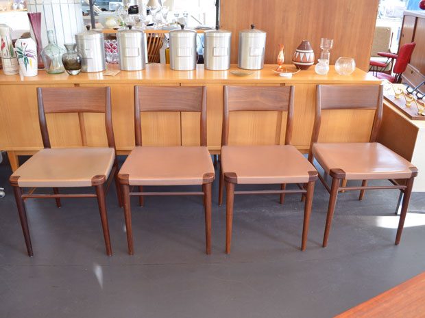 4er Set Stühle mit Lederbezug / Georg Leowald für Wilkhahn