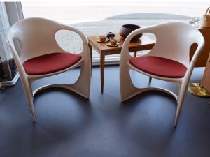 2er Set Casala Stühle / Kunststoff lackiert, neu bezogen