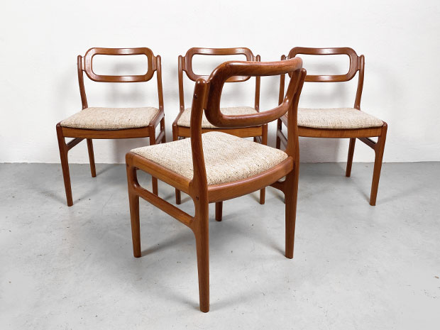 4er Set Teak Dining Chairs / Johannes Andersen für Uldum Møbelfabrik