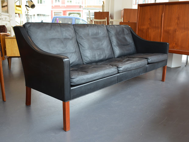 Dreisitzer Sofa von Børge Mogensen / Modell 2209 Leder & Teak