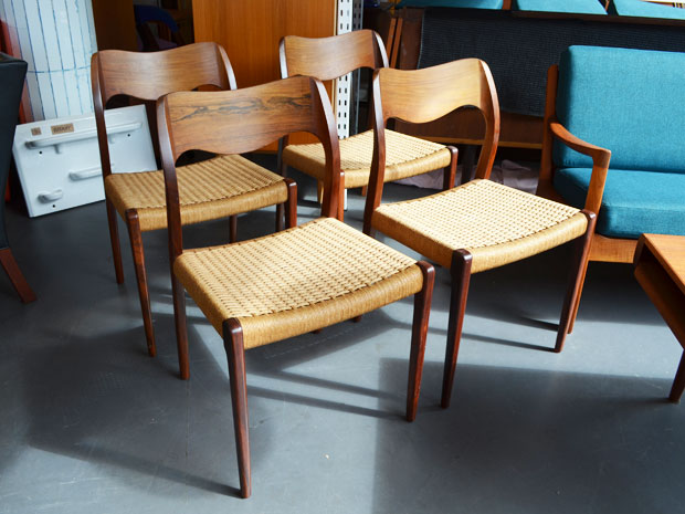 Vier Stühle von Niels Møller, Denmark / Modell 71
