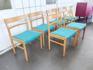 6er Set Stühle aus Eiche von Kurt Østervig für Slagelse / Originalbezug aus Wolle