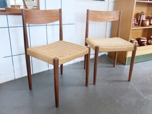 2er Set Teak / Papercord Stühle von Poul Volther für Frem Røjle