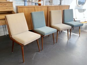4er Set Esszimmerstühle / Boomerang Chairs con ES – Eugen Schmidt Soloform, Kirschholz