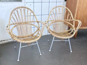 2 Bambus / Rattan Sessel von Rohé Noordwolde