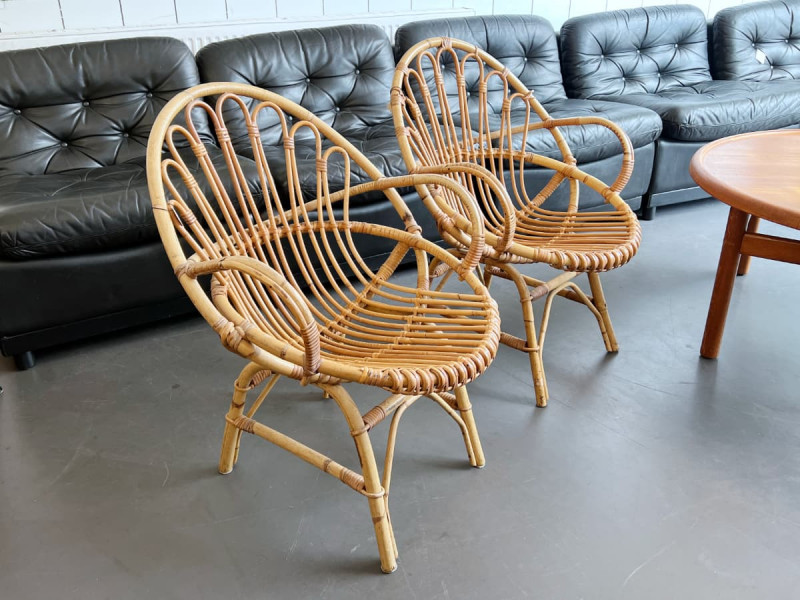2x Rattan Sessel aus Bambus von Rohe Noordwolde