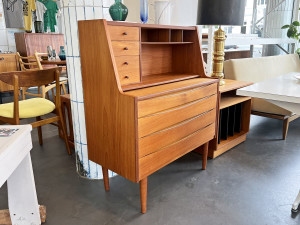 Offener Teak Sekretär mit 4 großen Schubladen, Dänemark