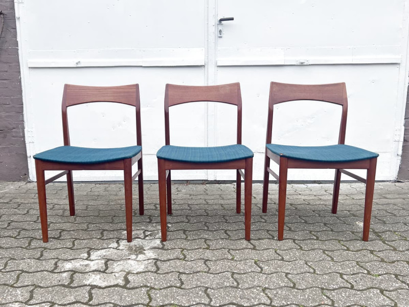 3er Set Teak Stühle von Vejle Stolefabrik (Stole og Møbelfabrik)
