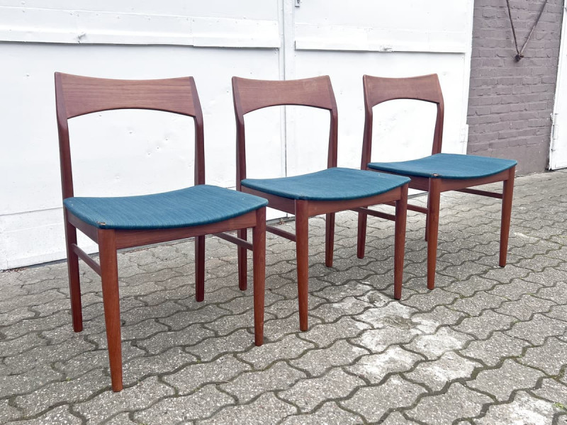 3er Set Teak Stühle von Vejle Stolefabrik (Stole og Møbelfabrik)