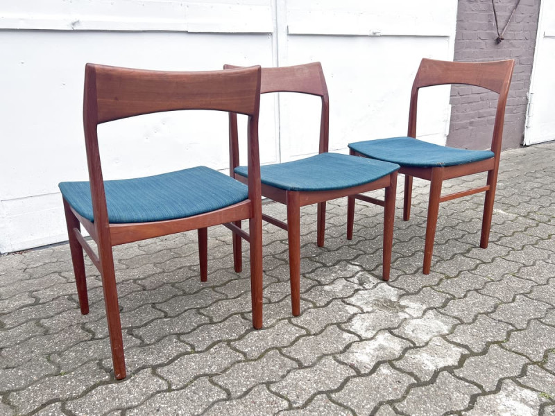 3er Set Teak Stühle von Vejle Stolefabrik (Stole og Møbelfabrik)