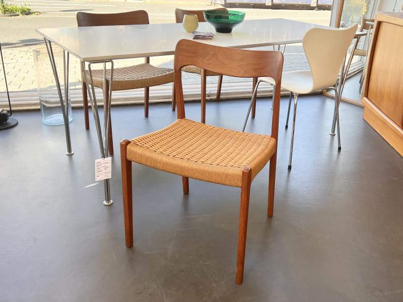 4er Set Teak Stühle mit Papercord-Sitzfläche von Korup Stolefabrik (K. S. Møbler)